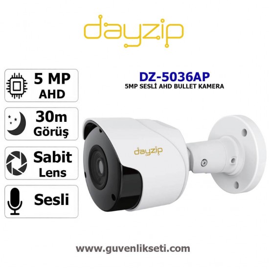 Dayzip DZ-5036AP 5MP sesli AHD bullet güvenlik kamerası